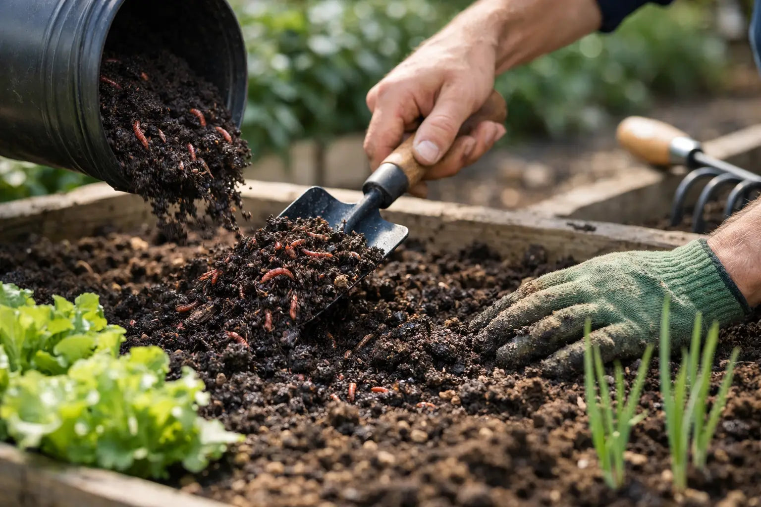 Wurmerde im Beet einarbeiten - so geht’s